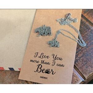 Momma and Baby Bear Jewelry Handmade Pewter/Stainless Steel